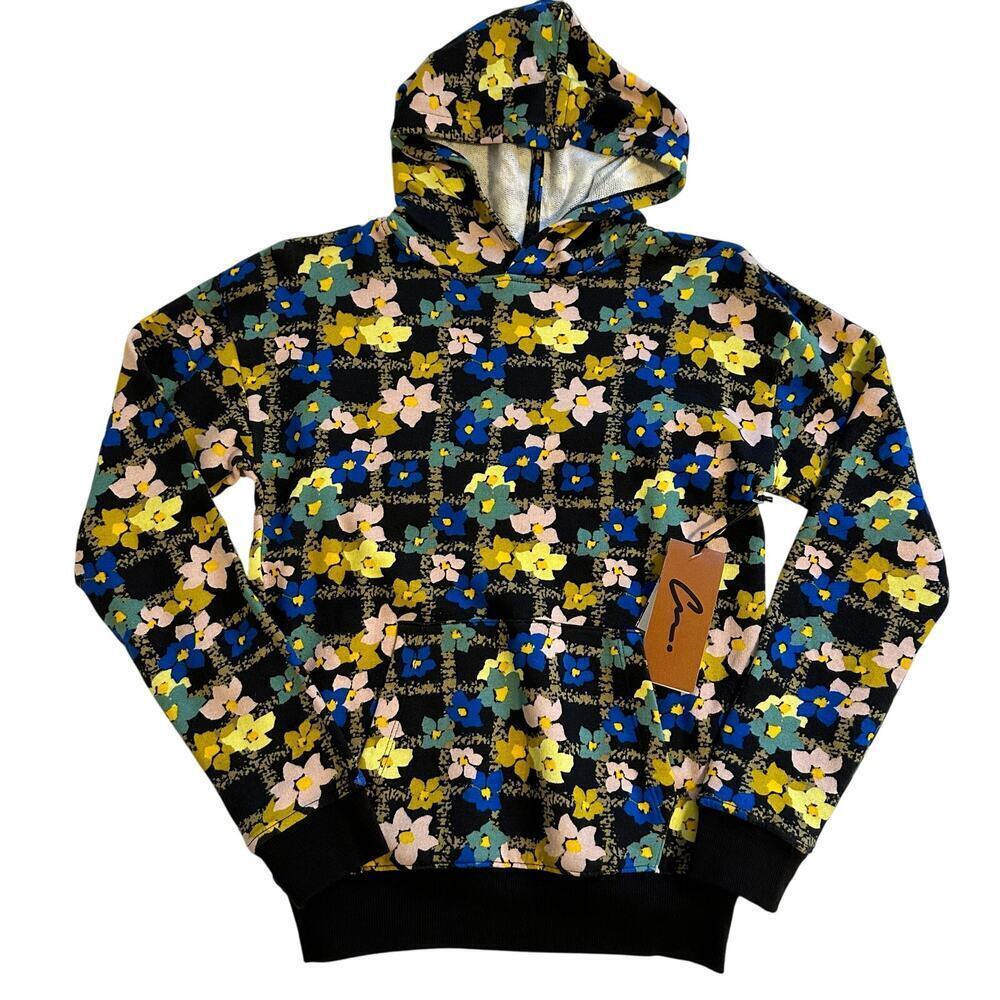 NWT Cristina Martinez Colorful Floral Hoodie Girls Large